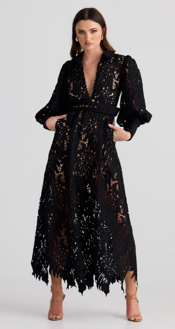 OPHELIA MAXI DRESS - DD1608-BLACK - DERMA - PRE/ORDER WINTER COLLECTION