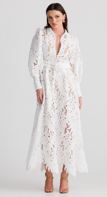 OPHELIA MAXI DRESS - DD1608-WHITE - DERMA - PRE/ORDER WINTER COLLECTION